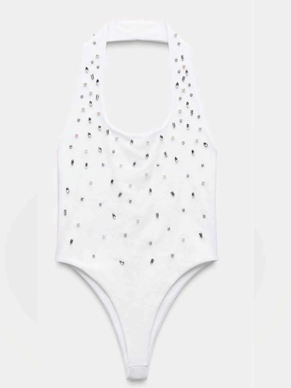 Zara Seamless halter bodysuit with rhinestones